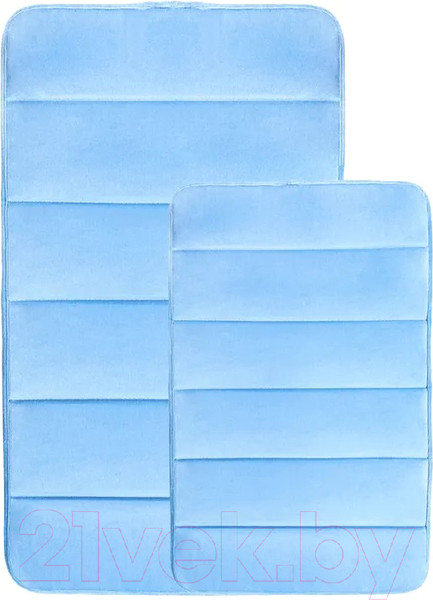 Изображение товара Набор ковриков для ванной и туалета Вилина Велюр / 7193 (50x80, 40x60, голубой)