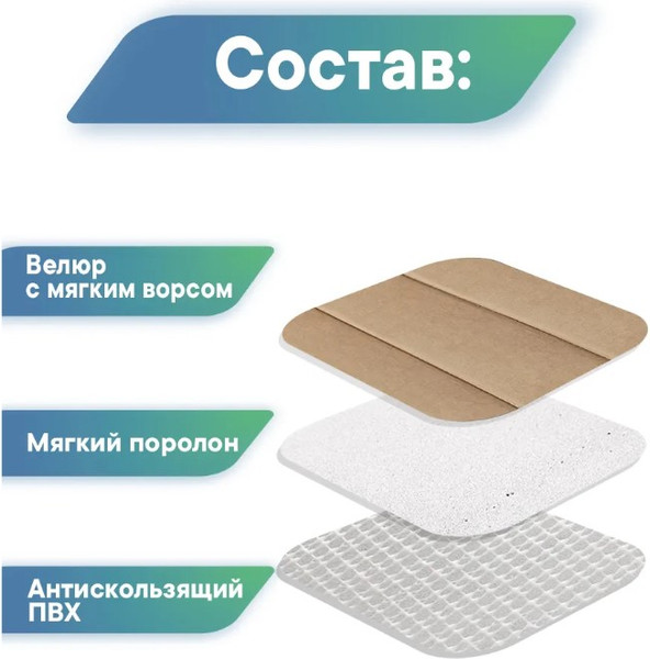 Изображение товара Набор ковриков для ванной и туалета Вилина Велюр / 7193 (50x80, 40x60, мокко)