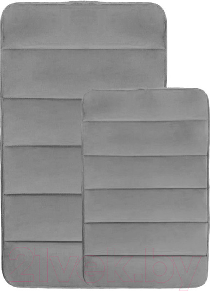 Изображение товара Набор ковриков для ванной и туалета Вилина Велюр / 7193 (50x80, 40x60, светло-серый)