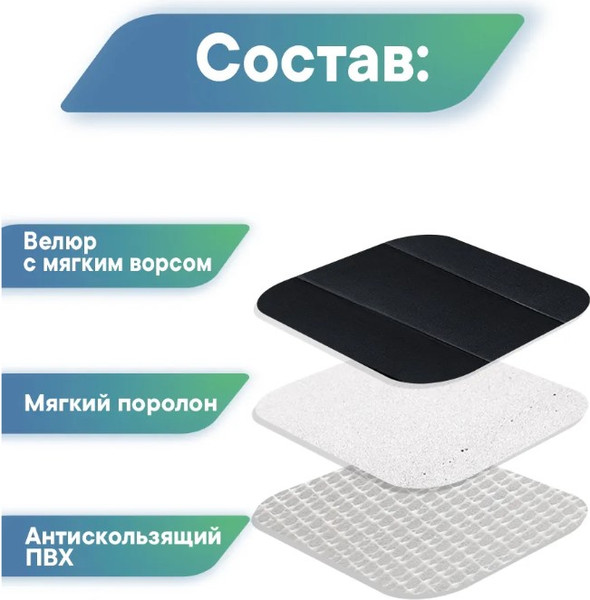 Изображение товара Набор ковриков для ванной и туалета Вилина Велюр / 7193 (50x80, 40x60, черный)