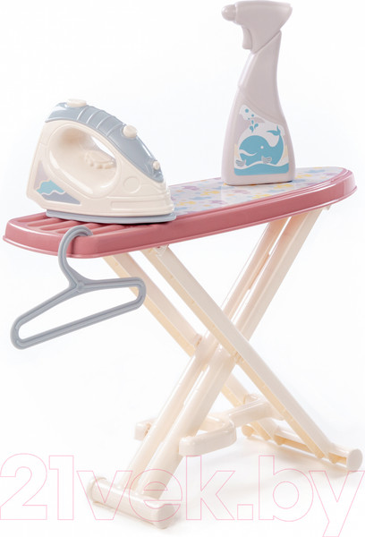 Изображение товара Набор хозяйственный игрушечный Полесье Утюжок с гладильной доской, пульверизатором и вешалкой / 67484 (коралловый)