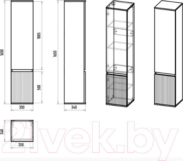 Изображение товара Шкаф-пенал для ванной Brevita Enfida 35 / ENF-05035-0801L