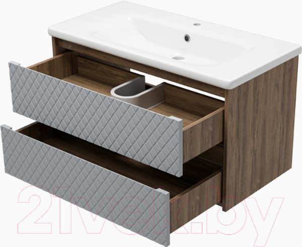 Изображение товара Тумба под умывальник Brevita Chester 90 / CHE-09090-49502Я (серый/темное дерево)