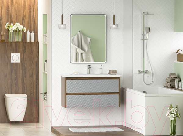 Изображение товара Тумба под умывальник Brevita Chester 90 / CHE-09090-49502Я (серый/темное дерево)