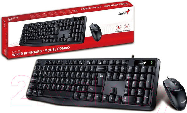 Изображение товара Комплект клавиатура и мышь Genius Smart КМ-170 (черный)