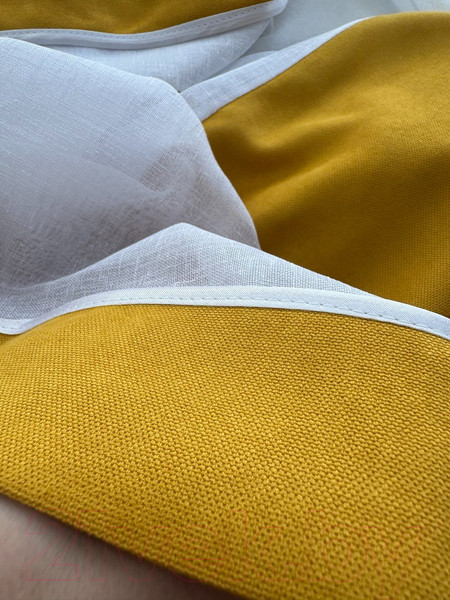 Изображение товара Гардина Ника Зварико 777175 400x175-125 (белый/горчичный 12)