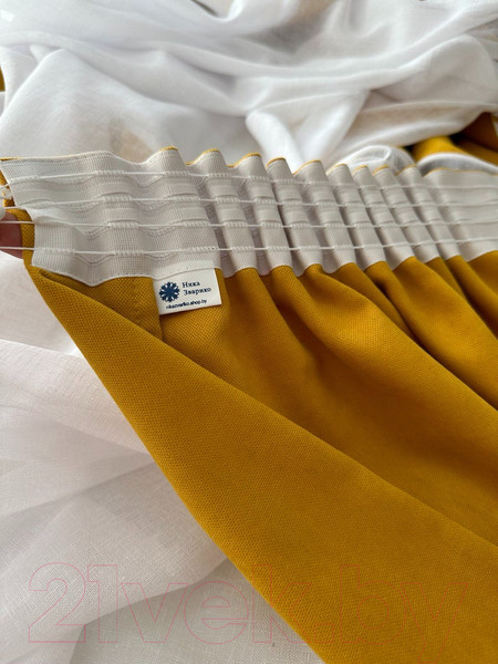 Изображение товара Гардина Ника Зварико 777175 400x175-125 (белый/горчичный 12)