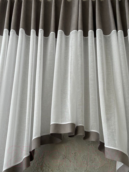 Изображение товара Гардина Ника Зварико 777175 400x175-125 (белый/серый 30)