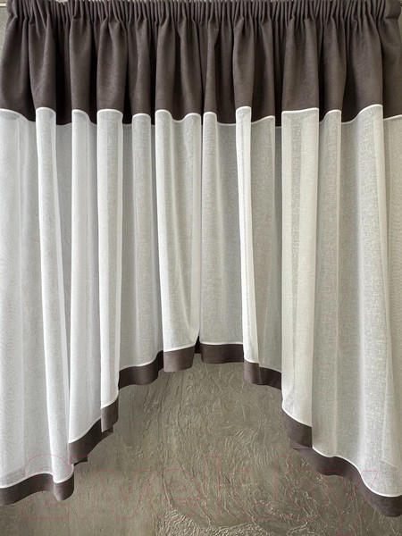 Изображение товара Гардина Ника Зварико 777175 400x175-125 (белый/темно-серый 300)