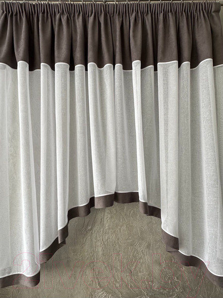 Изображение товара Гардина Ника Зварико 777175 400x175-125 (белый/темно-серый 300)