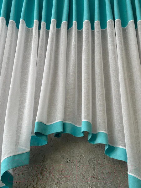 Изображение товара Гардина Ника Зварико 777175 400x175-125 (белый/бирюзовый/голубой 12482)