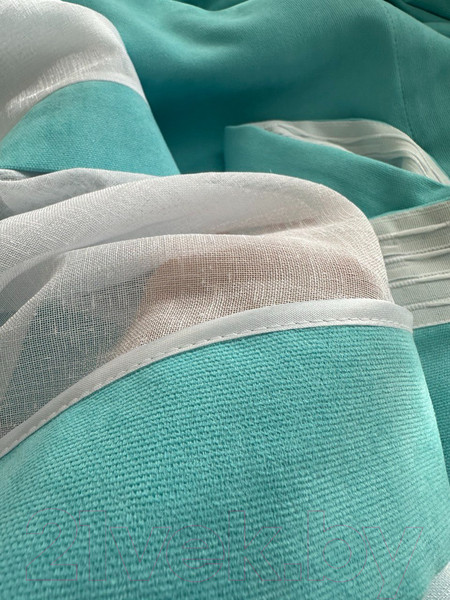 Изображение товара Гардина Ника Зварико 777175 400x175-125 (белый/бирюзовый/голубой 12482)