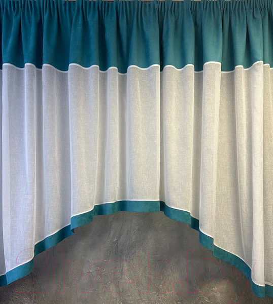 Изображение товара Гардина Ника Зварико 777175 400x175-125 (белый/бирюзовый 18)