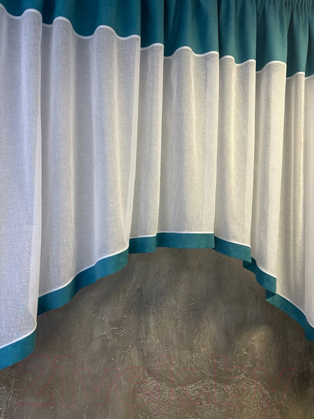 Изображение товара Гардина Ника Зварико 777175 400x175-125 (белый/бирюзовый 18)