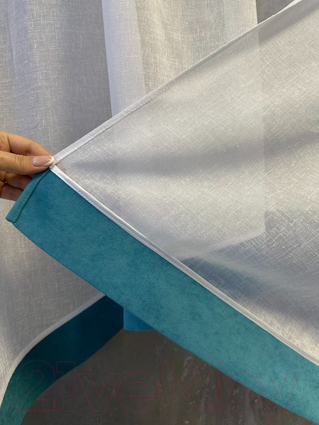 Изображение товара Гардина Ника Зварико 777175 400x175-125 (белый/бирюзовый 18)