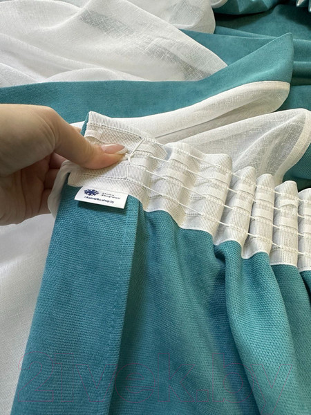 Изображение товара Гардина Ника Зварико 777175 400x175-125 (белый/бирюзовый 18)