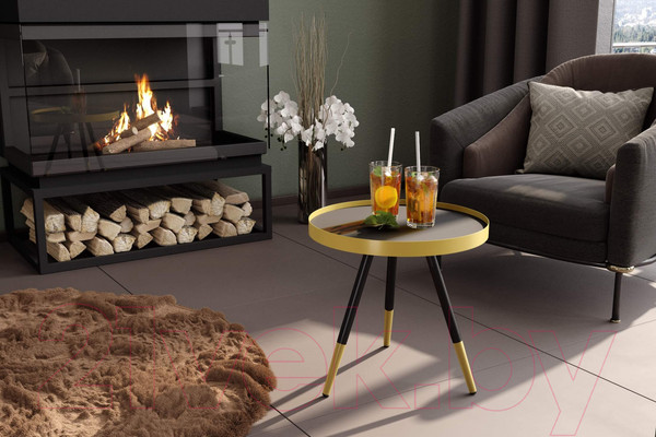 Изображение товара Журнальный столик Sheffilton SHT-CT28 МДФ (черный муар/золото/черный металл)