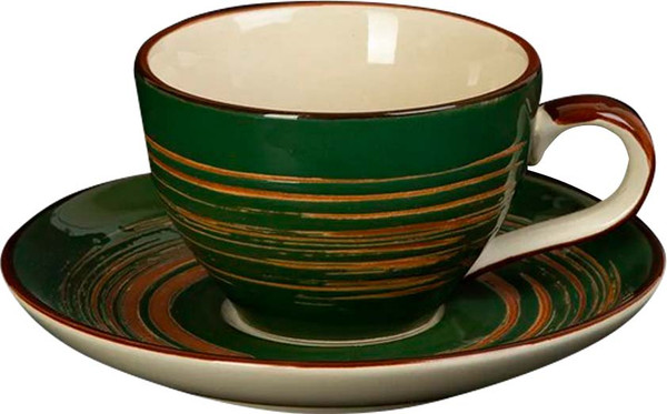 Изображение товара Чашка с блюдцем Luxstahl China Town HM34F4200A / фк8524 (слоновая кость/зеленый)
