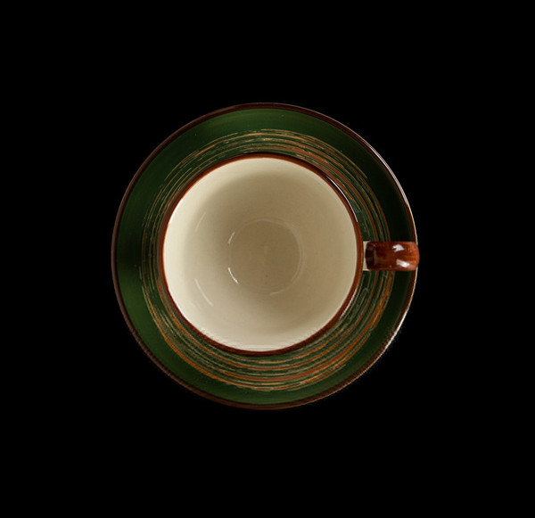 Изображение товара Чашка с блюдцем Luxstahl China Town HM34F4200A / фк8524 (слоновая кость/зеленый)
