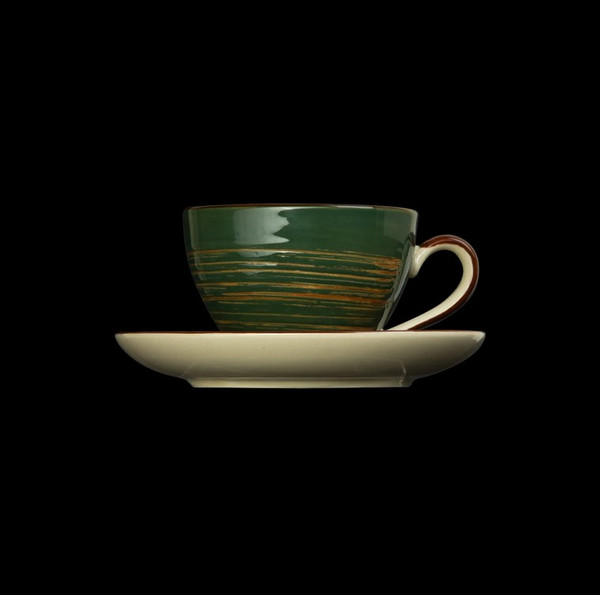 Изображение товара Чашка с блюдцем Luxstahl China Town HM34F42901 / фк8525 (слоновая кость/зеленый)