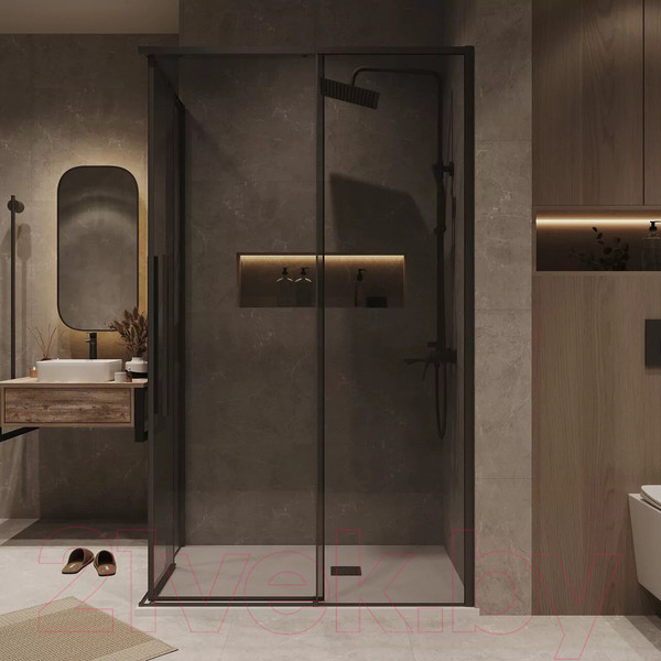 Изображение товара Душевая дверь Grossman Galaxy 90x195 / 1/2.K33.01.90.21.10 (черный матовый/тонированное стекло)