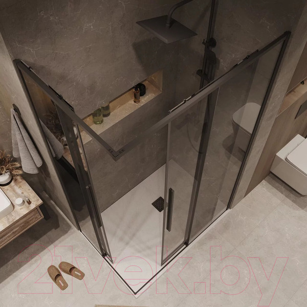 Изображение товара Душевая дверь Grossman Galaxy 90x195 / 1/2.K33.01.90.21.10 (черный матовый/тонированное стекло)