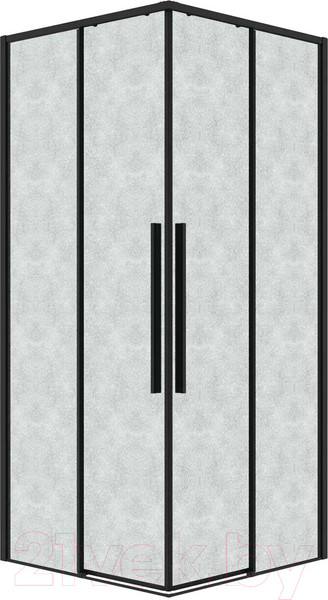 Изображение товара Душевая дверь Grossman Galaxy 110x195 / 1/2.K33.01.11.21.02 (черный матовый/шиншилла стекло)