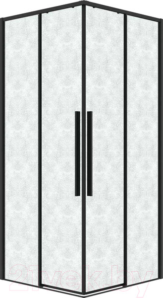 Изображение товара Душевой уголок Grossman Galaxy 100x100x195 / 300.K33.01.1010.21.02 (черный матовый/шиншилла стекло)