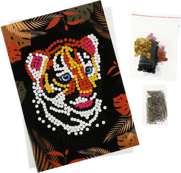 Изображение товара Набор для творчества MultiArt Пайеток с гвоздиками тигренок / SEQPIC-MA-TI 