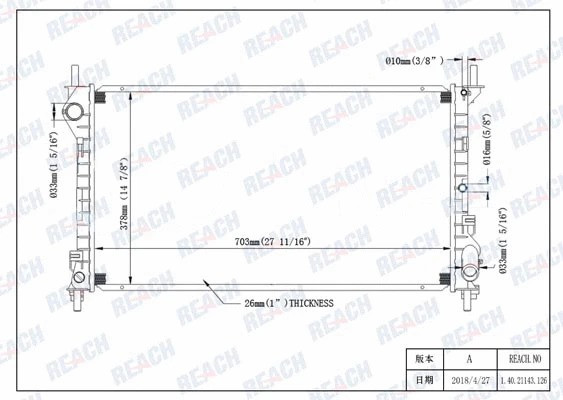 Изображение товара Радиатор системы охлаждения REACH Cooling 1.40.21143.126