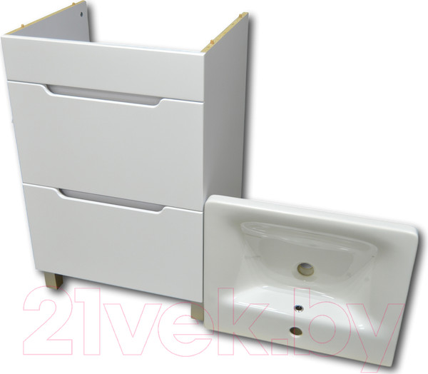 Изображение товара Тумба с умывальником Гамма Р23оФ8-У55 Софт-13055 со столешницей (левый, бетон светлый)