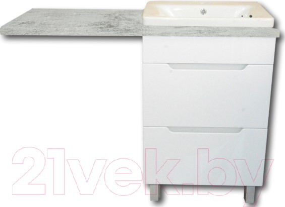 Изображение товара Тумба с умывальником Гамма Р23оФ8-У55 Софт-13055 со столешницей (левый, бетон светлый)