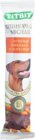 Изображение товара Лакомство для собак TiTBiT Шпикачка с печенью говяжьей и морковью St. / 311483