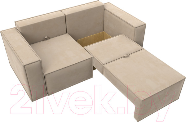 Изображение товара Диван Лига Диванов Куба мини / 121871 (велюр бежевый)