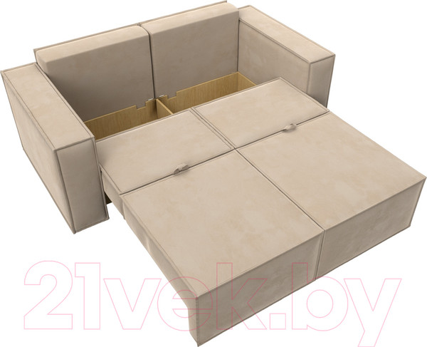 Изображение товара Диван Лига Диванов Куба мини / 121871 (велюр бежевый)