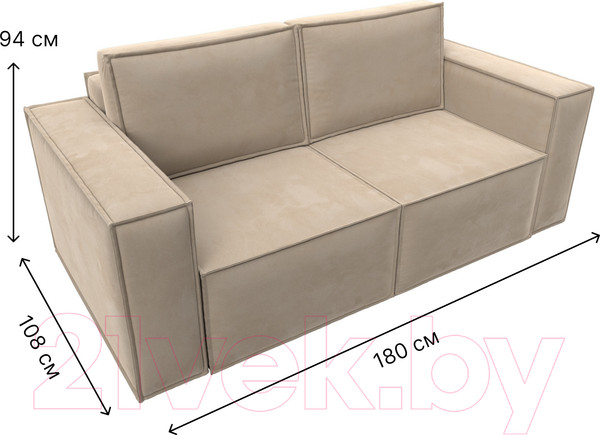 Изображение товара Диван Лига Диванов Куба мини / 121871 (велюр бежевый)