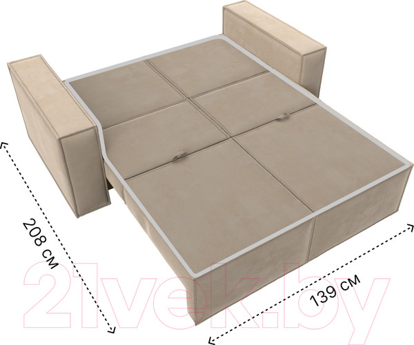 Изображение товара Диван Лига Диванов Куба мини / 121871 (велюр бежевый)