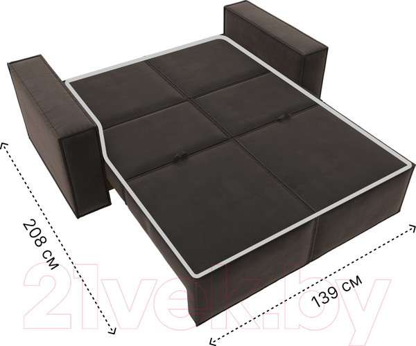 Изображение товара Диван Лига Диванов Куба мини / 121874 (велюр коричневый)