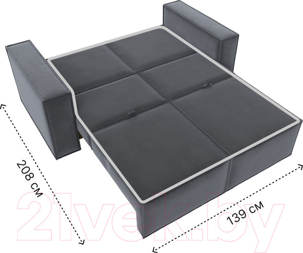 Изображение товара Диван Лига Диванов Куба мини / 121875 (велюр серый)