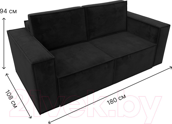 Изображение товара Диван Лига Диванов Куба мини / 121876 (велюр черный)