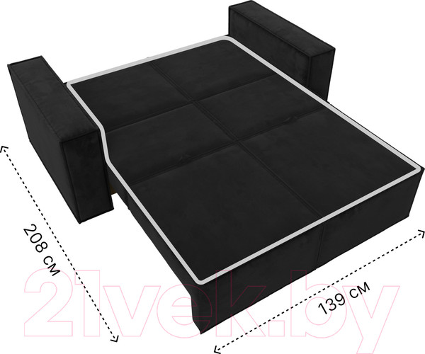 Изображение товара Диван Лига Диванов Куба мини / 121876 (велюр черный)