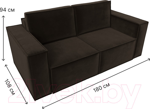 Изображение товара Диван Лига Диванов Куба мини / 121881 (микровельвет коричневый)