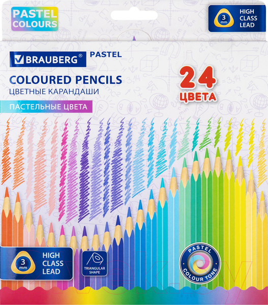 Изображение товара Набор цветных карандашей Brauberg Pastel / 181851 (24цв)