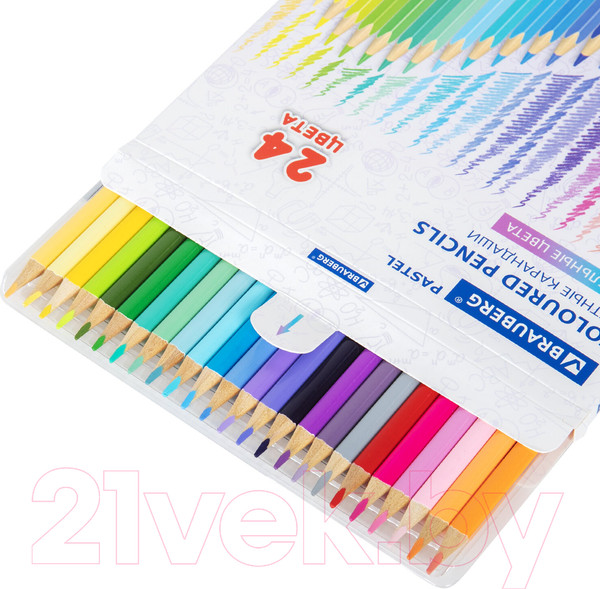 Изображение товара Набор цветных карандашей Brauberg Pastel / 181851 (24цв)