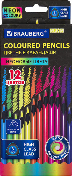 Изображение товара Набор цветных карандашей Brauberg Neon / 181852 (12цв)