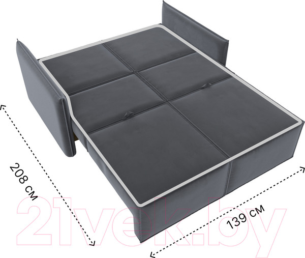 Изображение товара Диван Лига Диванов Либерти мини / 121898 (велюр серый)