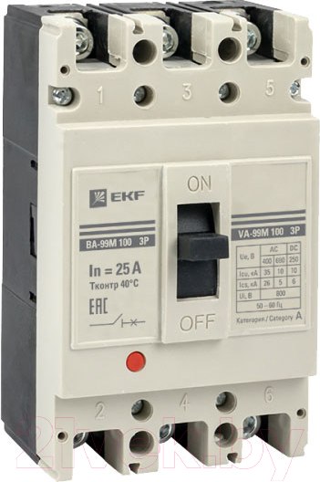 Изображение товара Выключатель автоматический EKF PROxima ВА-99М 100/25А 3P 35кА / mccb99-100-25m