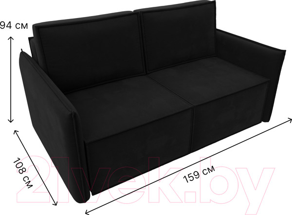 Изображение товара Диван Лига Диванов Либерти мини / 121906 (микровельвет черный)