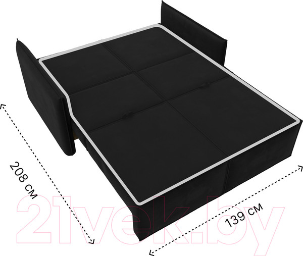 Изображение товара Диван Лига Диванов Либерти мини / 121906 (микровельвет черный)