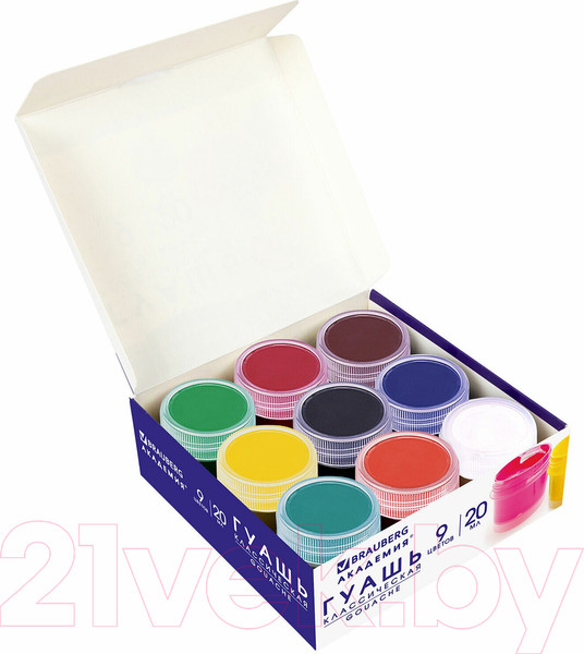 Изображение товара Гуашь Brauberg Академия классическая экстра / 192372 (9цв)